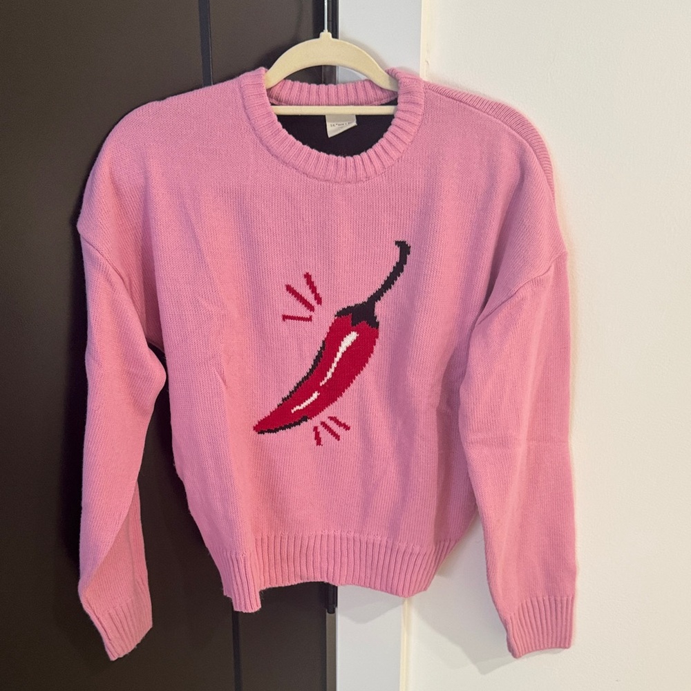 Chili Pepper Pink Crew Neck Sweater